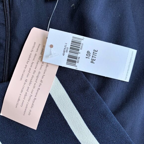 NWT Banana Republic Dress Sleeveless Navy White Stripes Nautical Petite … - Picture 10 of 12